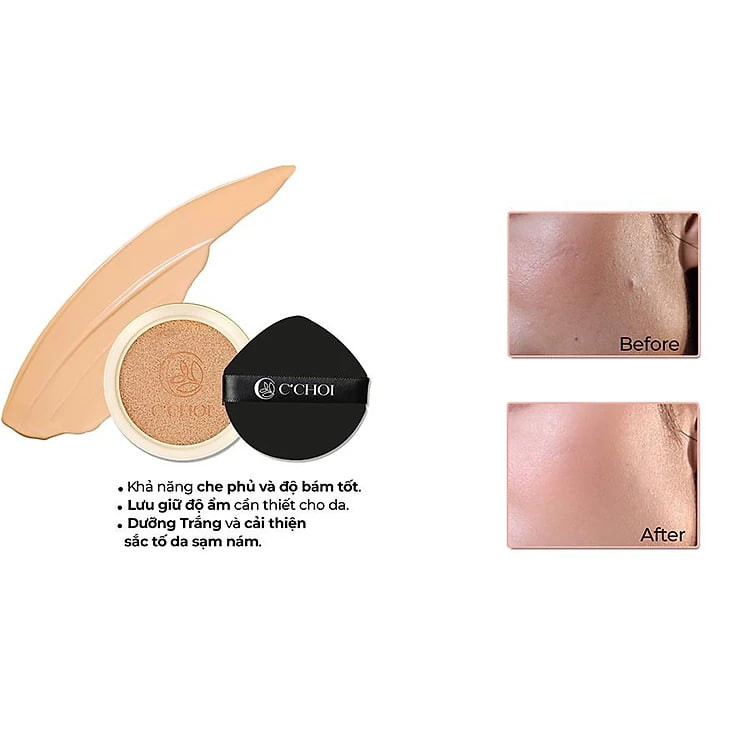 Lõi Phấn Nước C'CHOI HERBAL DD CUSHION Che Khuyết Điểm Chống Nắng SPF 50+ Dưỡng Trắng Da Tự Nhiên Tone 23