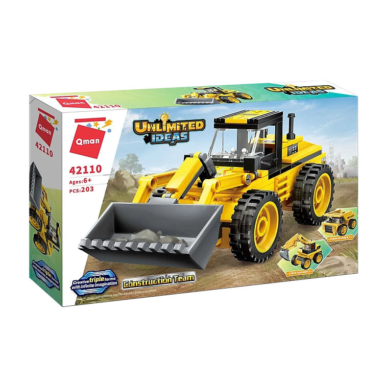 Đồ chơi xếp hình xe xây dựng  3 trong 1 xe xúc, xe ben, xe muc 42110 Qman cho bé trai từ 6 tuổi
