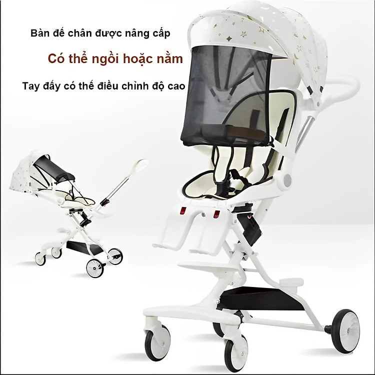 Xe đẩy cho bé 2 chiều có thể gấp gọn linh hoạt,chịu lực trên 50kg ,3 tư thế ngả sâu có giảm sóc cho bé yêu