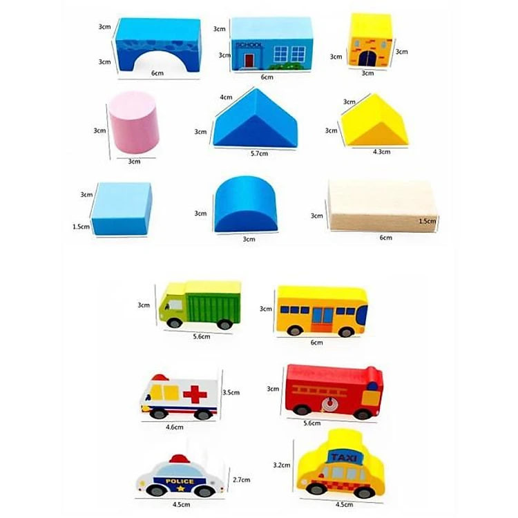 Đồ chơi mô hình lắp ráp thành phố gỗ 62 chi tiết quà tặng cho bé trẻ em