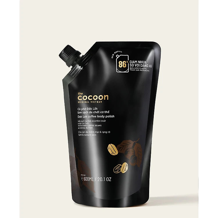 Tẩy da chết cơ thể cà phê Dăk Lăk  Cocoon - Túi refill 600ml