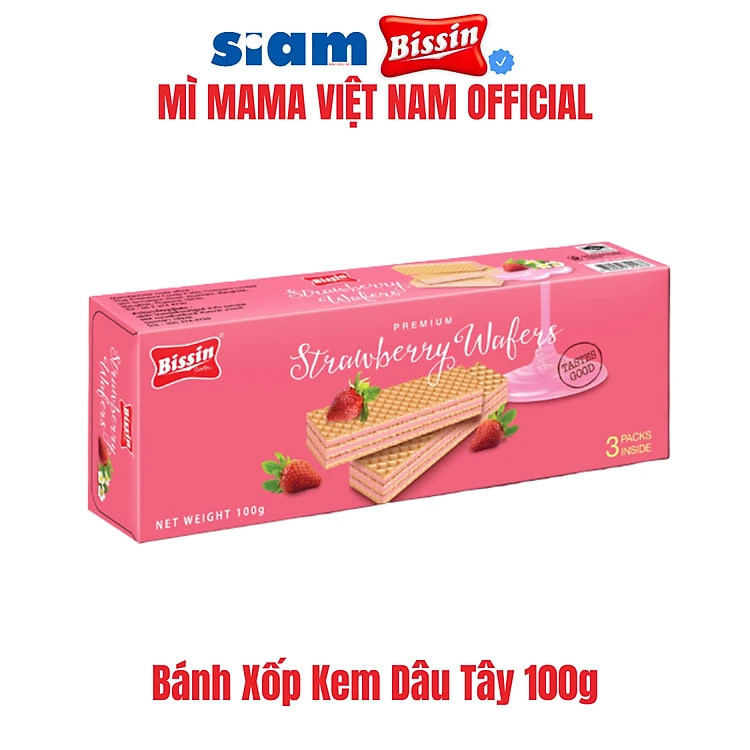 COMBO 5 HỘP - BÁNH XỐP BISSIN KEM DÂU TÂY 100G