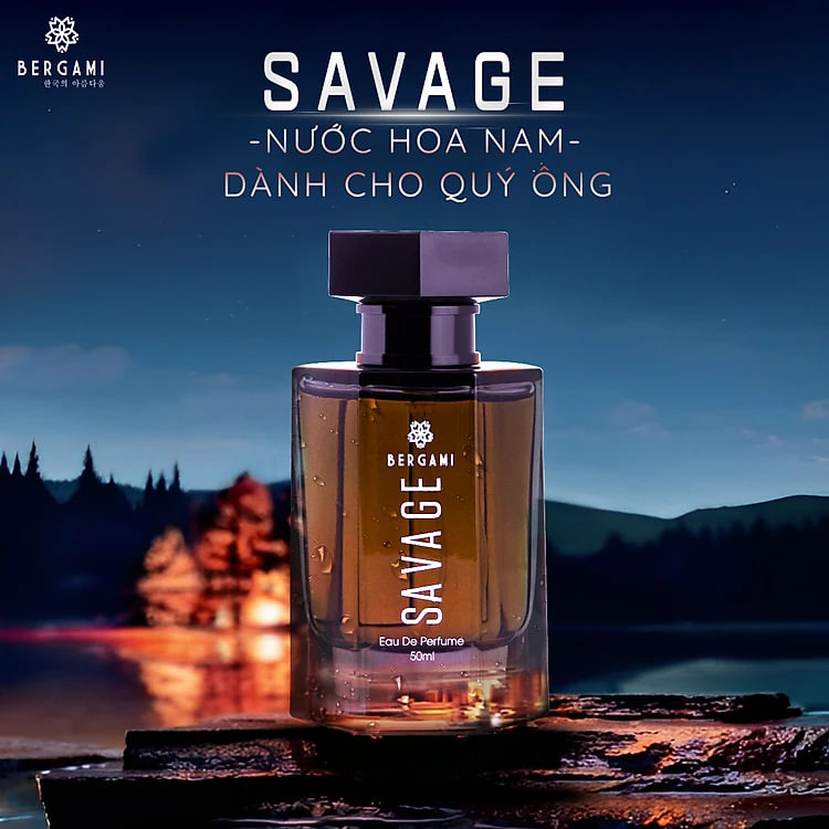 Nước hoa nam chính hãng mùi hương GỖ SỒI trầm ấm quyến rũ Bergami Savage 50ml