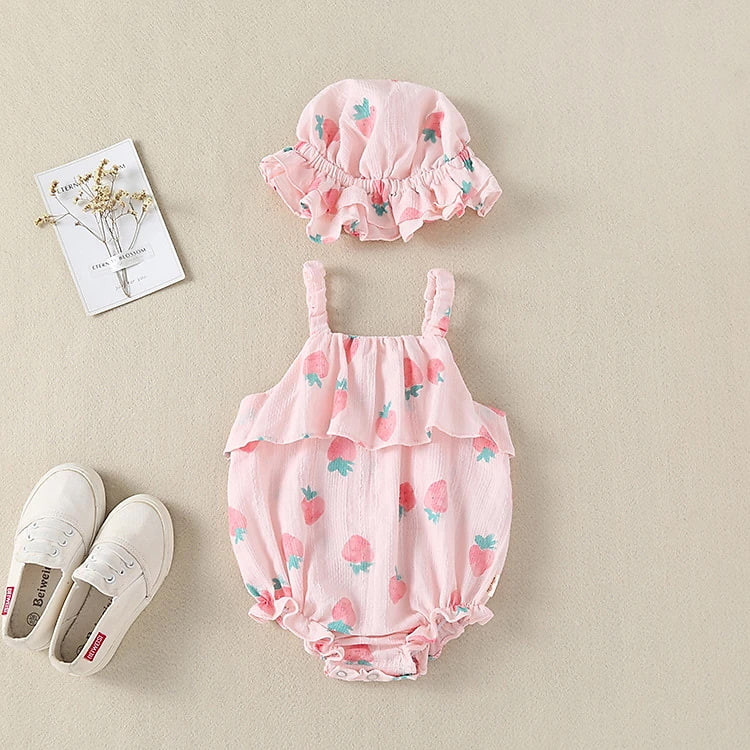Bodysuit cho bé sợi tre, áo liền quần sát nách kèm mũ xinh xắn cho bé gái từ 7-13kg (SR-725)