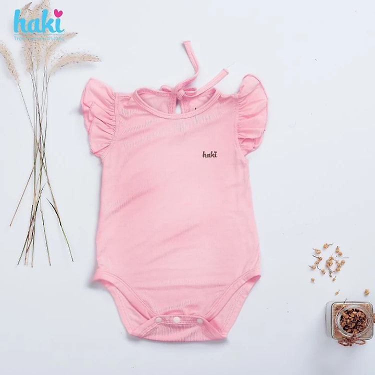 Bộ bodychip cánh tiên vải tre cao cấp cho bé sơ sinh - 1 tuổi HAKI BB031 (4-10kg) + Set áo liền quần chất liệu cao cấp xuất khẩu Canada siêu mềm mịn Haki; bodysuit cho bé gái, baby bodysuit, bamboo fabric