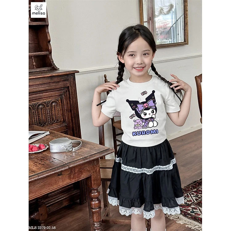 Set váy cho bé gái kuromi đi hơi đi học năng động size 10-40kg hàng thiết kế cao cấp