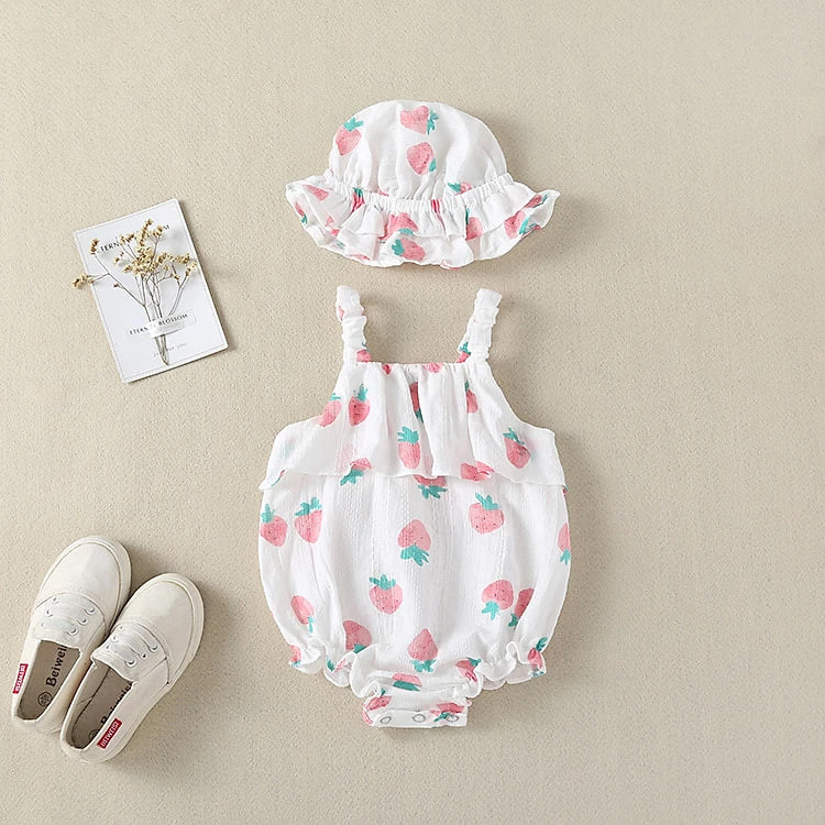 Bodysuit cho bé sợi tre, áo liền quần sát nách kèm mũ xinh xắn cho bé gái từ 7-13kg (SR-725)