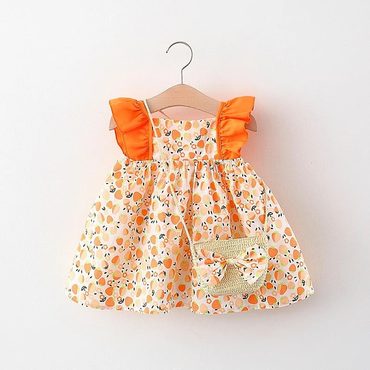 Set đầm xòe bé gái kèm túi đeo chéo xinh xắn, đầm đi biển mùa hè cho bé từ 9-18kg - váy cho bé dễ thương (SD-3759G)