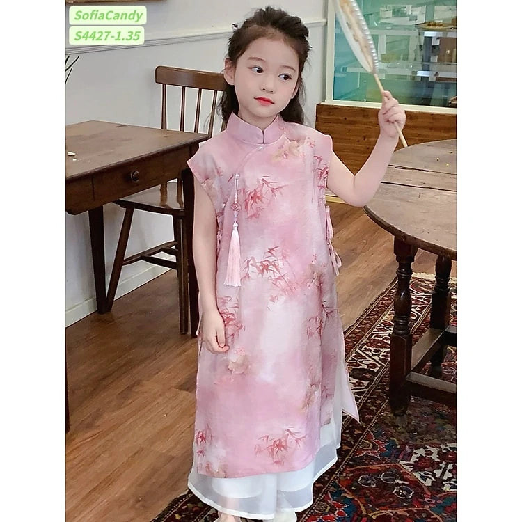 Áo dài tết cho bé gái mẫu Hoa mùa xuân xinh xắn từ 12-40kg hàng thiết kế cao cấp (không kèm phụ kiện)