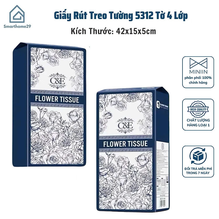 Giấy Rút Treo Tường 5312 Tờ 4 Lớp Cao Cấp - Thùng 4 Túi Giấy Vệ Sinh Đa Năng Tặng Móc Treo -HÀNG CHÍNH HÃNG MINIIN