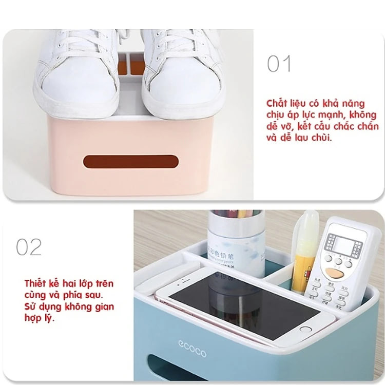 Hộp để giấy ăn để đồ dùng trên bàn Shop giao mầu ngẫu nhiên