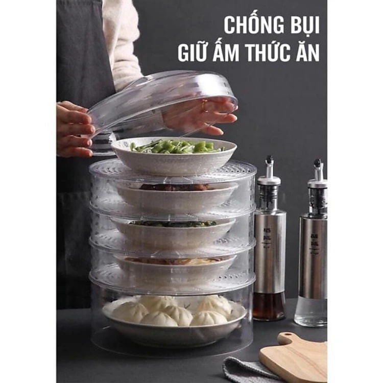 Lồng bàn trong suốt đựng thức ăn 5 tầng