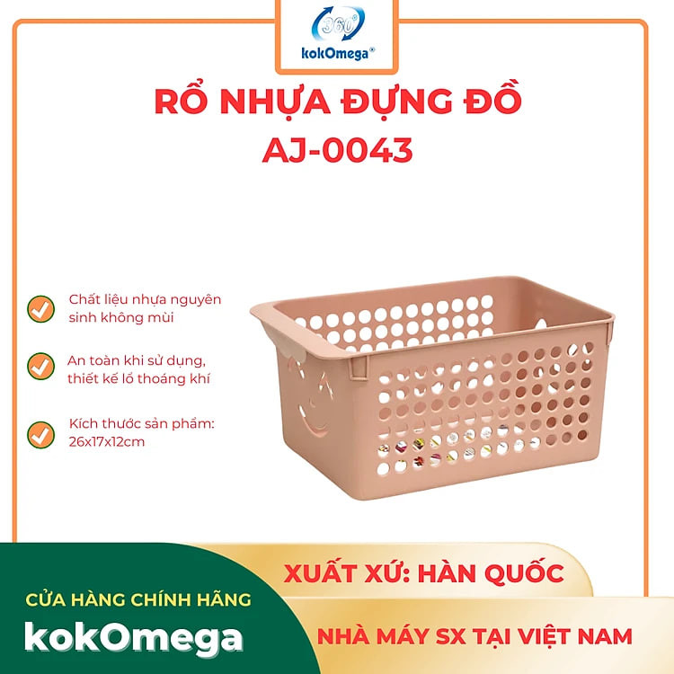 Giỏ Nhựa Đựng Đồ Trẻ Em, Gia Vị, Sách Vở, Đồ Dùng Gia Đình Hàn Quốc kokOmgea ( Nhiều Kích Thước)