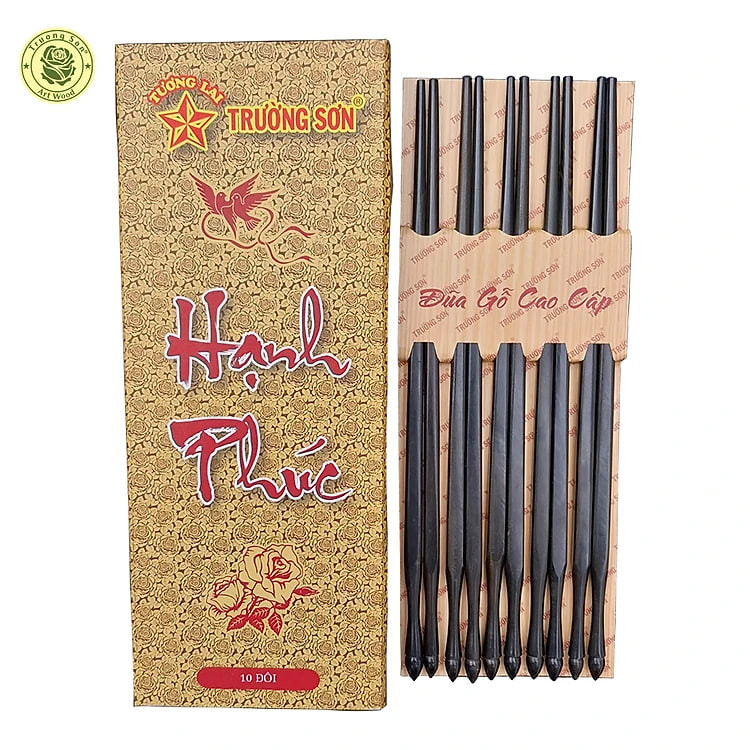 Đũa Gỗ Mun Tiện Búp Sen - Đồ Dùng Gia Dụng Nhà Bếp Thương Hiệu Trường Sơn (05 Đôi / Hộp)