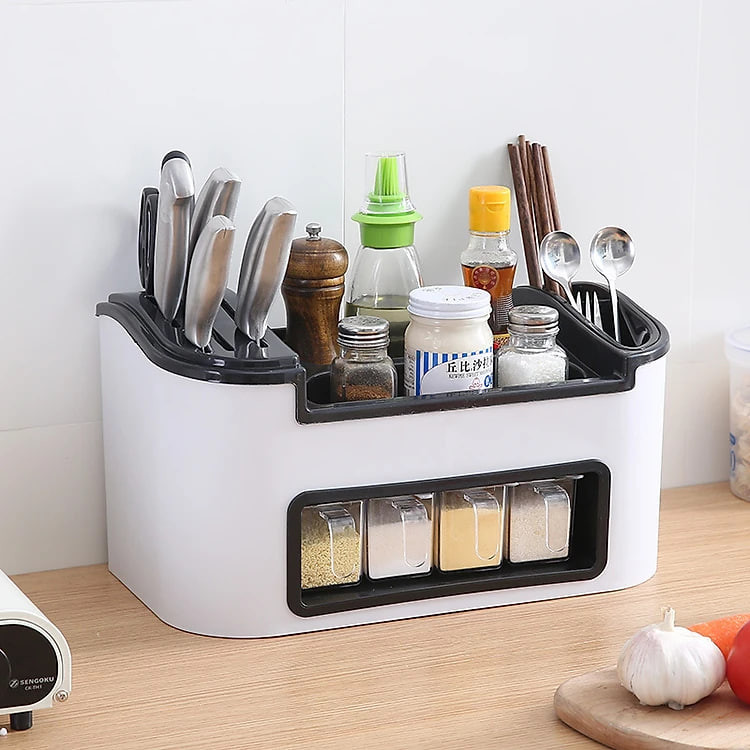 Hộp đựng gia vị, dao, muỗng đũa tiện dụng (màu giao hàng ngẫu nhiên)