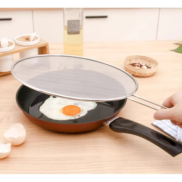 nắp lưới che đậy chảo chống văng dầu mỡ có 2 size có tay cầm và núm chất liệu inox cao cấp - Gia dụng bếp