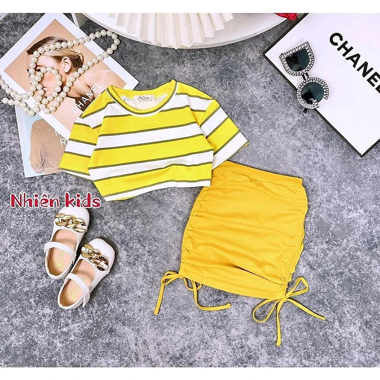 Quần áo bé gái, Set chân váy phối áo thun cực chất cho bé gái size 12-40kg hàng thiết kế cao cấp