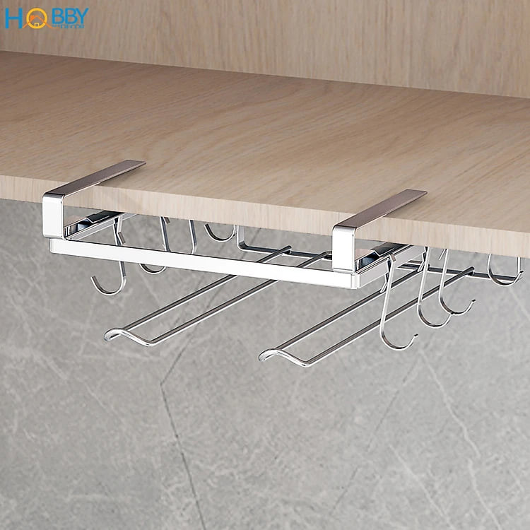 Giá treo 2 cuộn giấy lau bếp, đồ bếp gắn thành tủ bếp Hobby Home Decor NVTG - kèm 8 móc treo đồ Inox 304