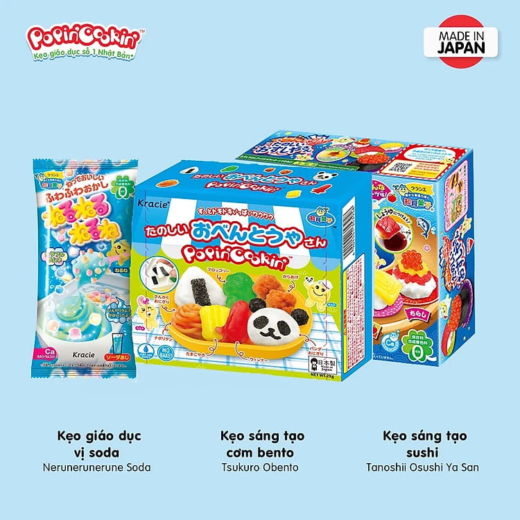 Combo 3 hộp kẹo Popin Cookin đồ chơi sáng tạo ăn được : Sushi + 2 hộp kẹo tự chọn chính hãng