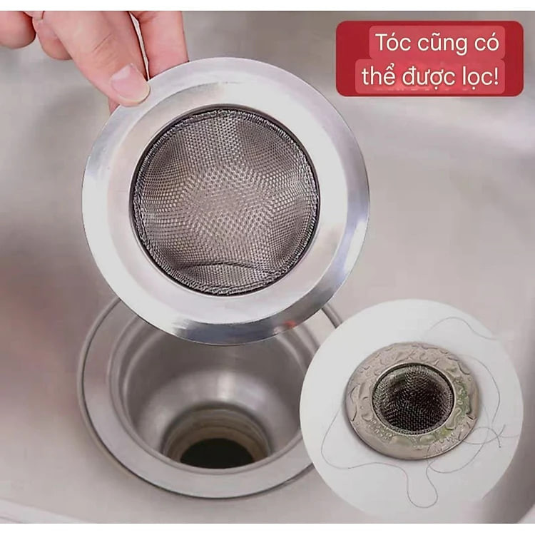 Dụng cụ lọc rác bằng inox tránh tắc nghẽn bồn rửa bát bền đẹp