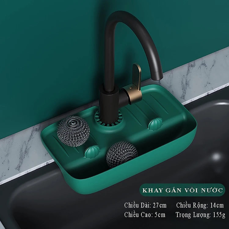 Khay Đựng Đồ Dùng Gắn Vòi Nước Bồn Rửa Chén Có Nhiều Lỗ Thoát Nước Tiện Dụng