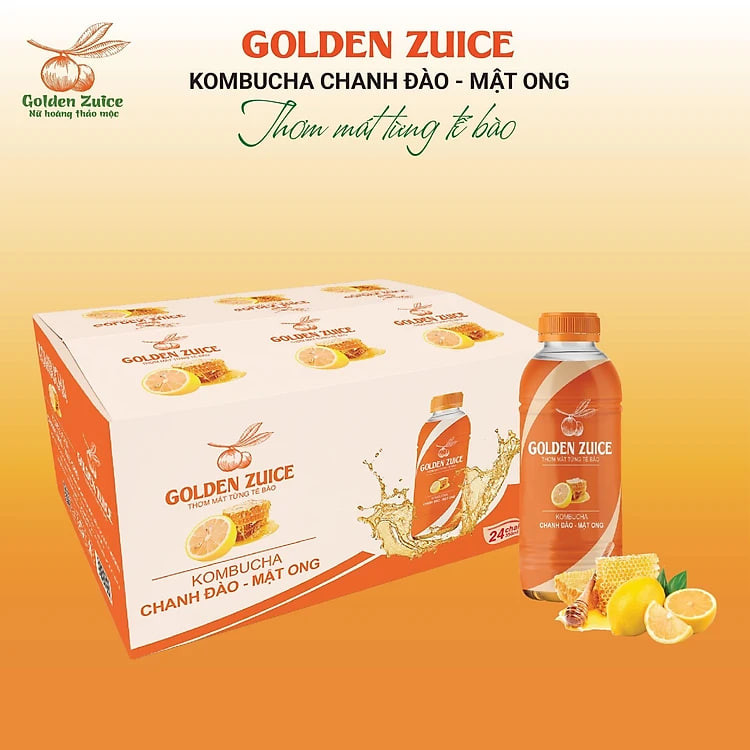 Thùng nước trái cây lên men Kombucha Chanh đào Mật ong