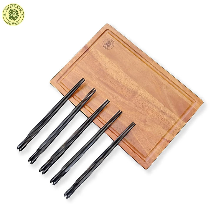 Đũa Gỗ Mun Tiện Búp Sen - Đồ Dùng Gia Dụng Nhà Bếp Thương Hiệu Trường Sơn (05 Đôi / Hộp)