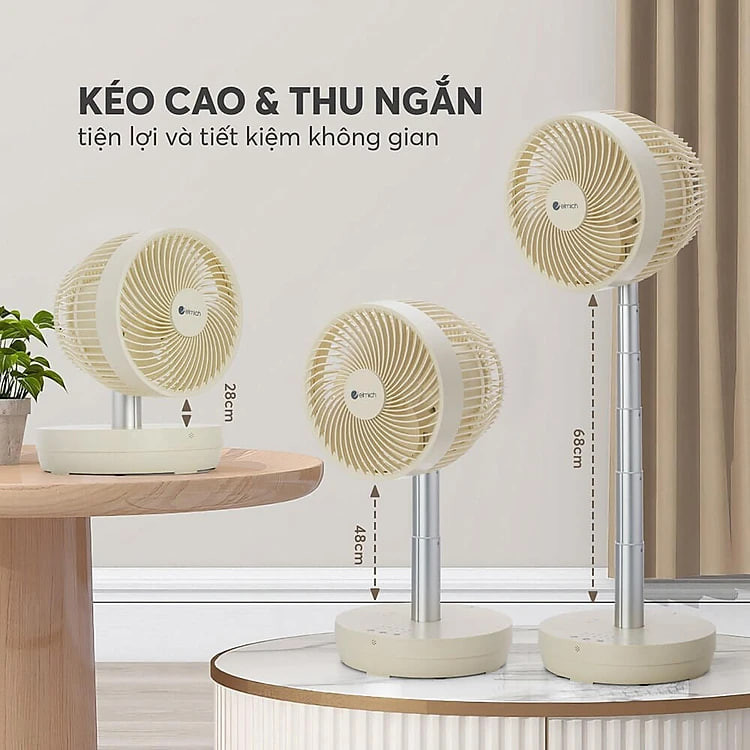Quạt sạc tuần hoàn không khí Elmich CFE-8786, dung lượng pin lớn, hoạt động liên tục tới 10h, tạo nên luồng gió mạnh, di chuyển linh hoạt 90° theo chiều ngang tạo luồng gió đa chiều, làm mát nhanh, dễ chịu - Hàng chính hãng