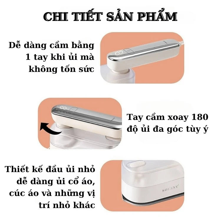 Bàn là hơi nước cầm tay SOKANY SK-11045 công suất lớn 1200W, là siêu phẳng, siêu nhanh, nhỏ gọn tiện lợi cho cả gia đình -HÀNG CHÍNH HÃNG
