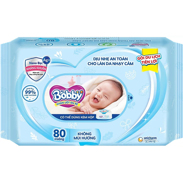 Combo Tiết Kiệm: 6 Gói Khăn Ướt Bobby Care Bổ Sung 80 Miếng/Gói