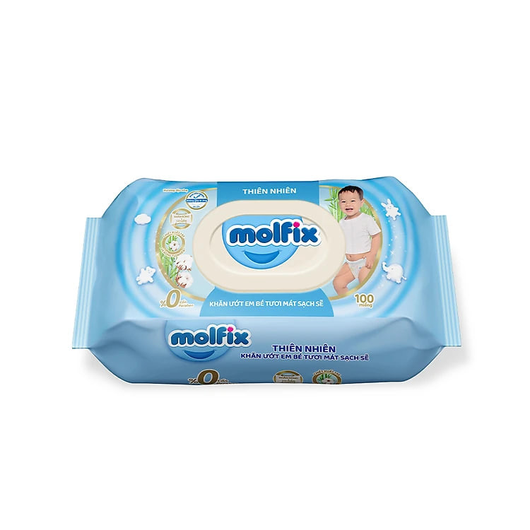 Khăn ướt Molfix Thiên nhiên Tươi Mát Sạch Sẽ - Gói 100 miếng
