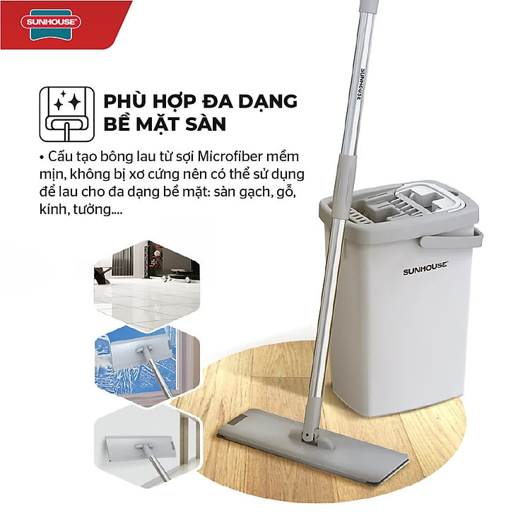 Bộ lau nhà đa năng Space Saving Sunhouse KS-CL3211P