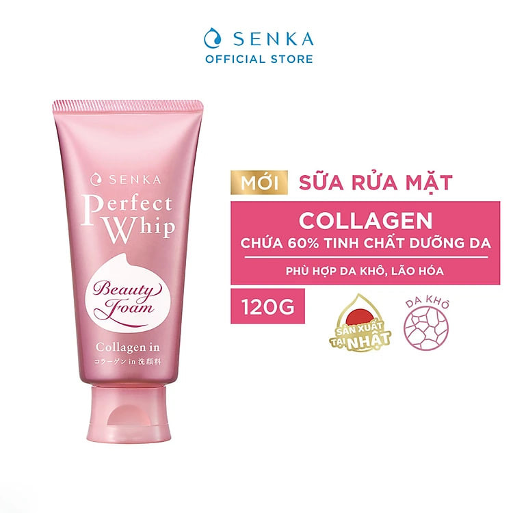 Sữa Rửa Mặt Senka Ẩm Mịn Và Săn Chắc Da Perfect Whip Collagen In 120g