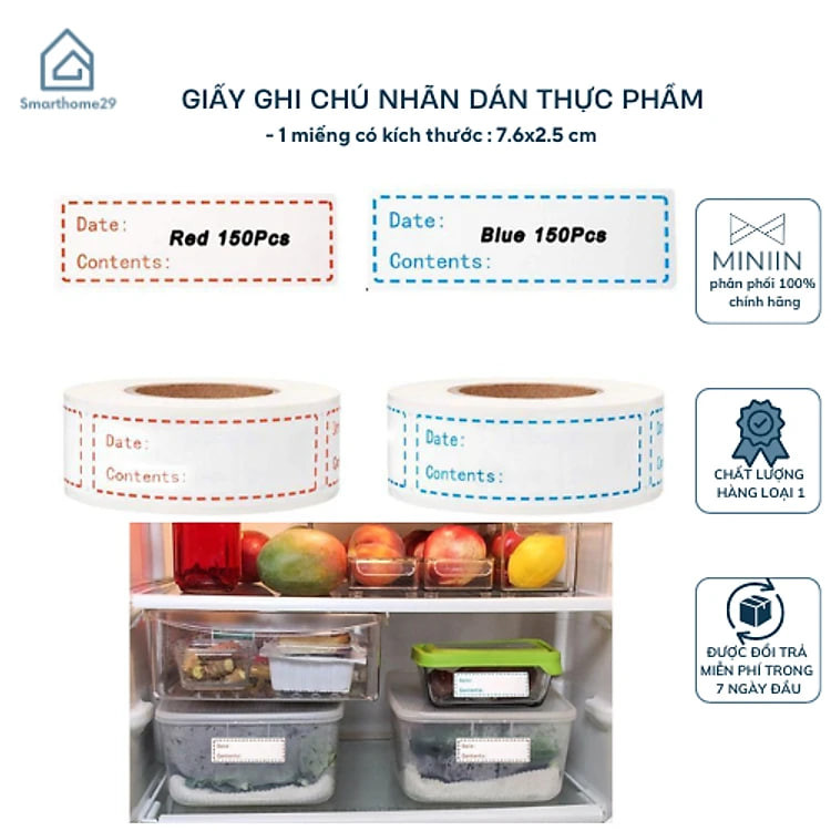 Cuộn Giấy Ghi Chú Tên Thực Phẩm Nhà Bếp, Dán Tên Lọ Gia Vị, Tên Túi Hộp Đựng Đồ Ăn Cuộn 125 Nhãn - HÀNG CHÍNH HÃNG MINIIN
