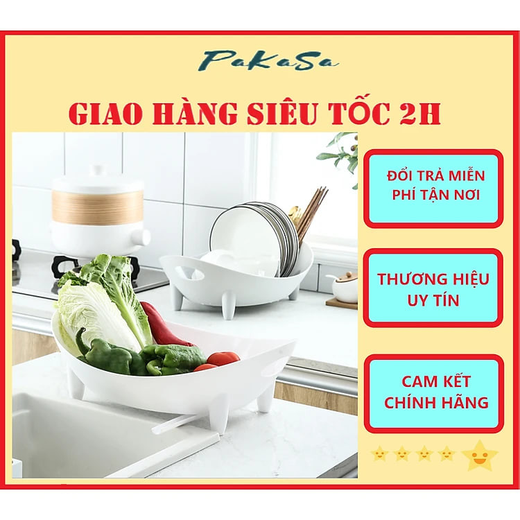 Rổ Giá Úp Bát Đĩa Thông Minh Hình Chiếc Thuyền Có Khay Hứng Nước - Đồ dùng nhà bếp thông minh PaKaSa - Hàng Chính Hãng