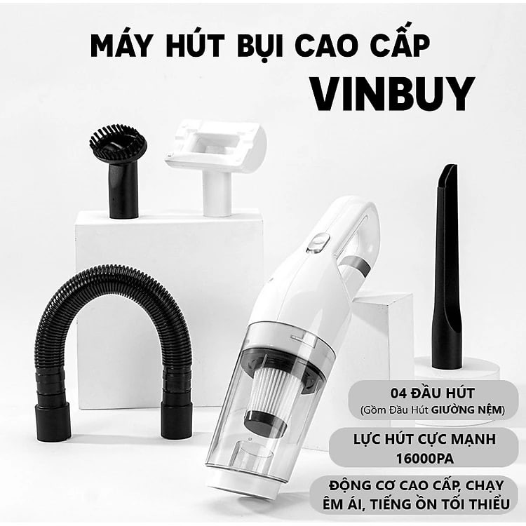 Máy Hút Bụi Cầm Tay Không Dây VinBuy Lực Hút Mạnh Mẽ 16000PA Chức Năng Hút Bụi Khô Và Ướt - Máy Hút Bụi Ô Tô, Máy Hút Bụi Gia Đình - Hàng Chính Hãng