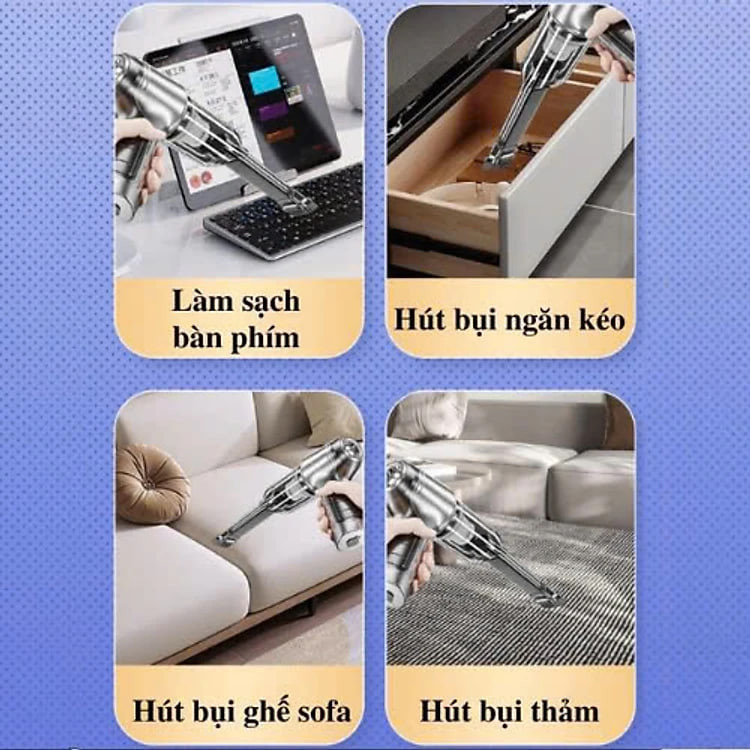 Máy Hút Bụi Cầm Tay Mini Tamashiho Nhật Bản 120W - Lực Hút 9000Pa, Bộ Lọc HEPA, Pin 4000mAh, Đa Chức Năng, HÀNG CHÍNH HÃNG MINIIN