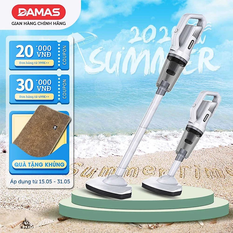 Máy Hút Bụi Cầm Tay Không Dây Sử Dụng Pin Sạc DAMAS Vacuum Cleaner D610W - Hàng Chính Hãng