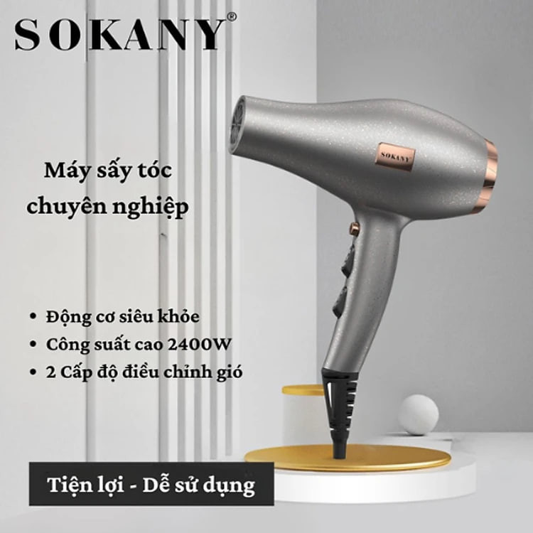 Máy sấy tóc chuyên dụng SOKANY SK-14015 công suất lớn 2400W, máy sấy chuẩn salon 2 chiều nóng lạnh giúp giảm gãy rụng tóc - HÀNG CHÍNH HÃNG - DELIYA