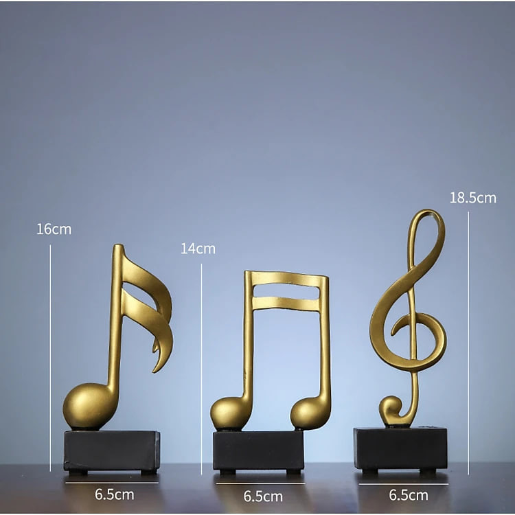 Mô hình 3 nốt nhạc, khoá sol mạ đồng trang trí đàn Piano, đồ decor trang trí nội thất tủ kệ , bàn làm việc - Hàng chính hãng