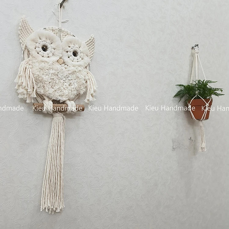 Cú mèo macrame trang trí tường - ảnh thật-nhiều màu