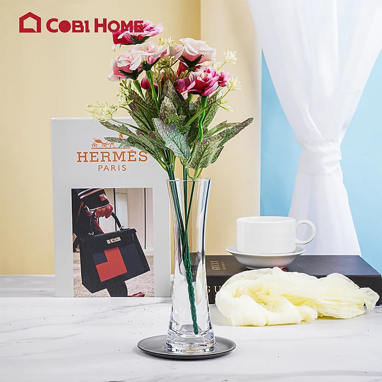 Lọ hoa để bàn, lọ hoa tạo kiểu màu trắng bằng nhựa giống thủy tinh - 3 kiểu 376140/376141/376142 . NHẬP KHẨU VÀ PHÂN PHỐI CHÍNH HÃNG COBI HOME.