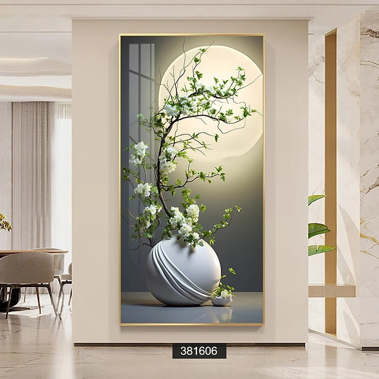 https://tiktokshop-seller-vn.com/Tranh treo tường tráng gương bình hoa trắng tranh khổ dọc bo viền trang trí decor phòng khách(kèm đinh treo)