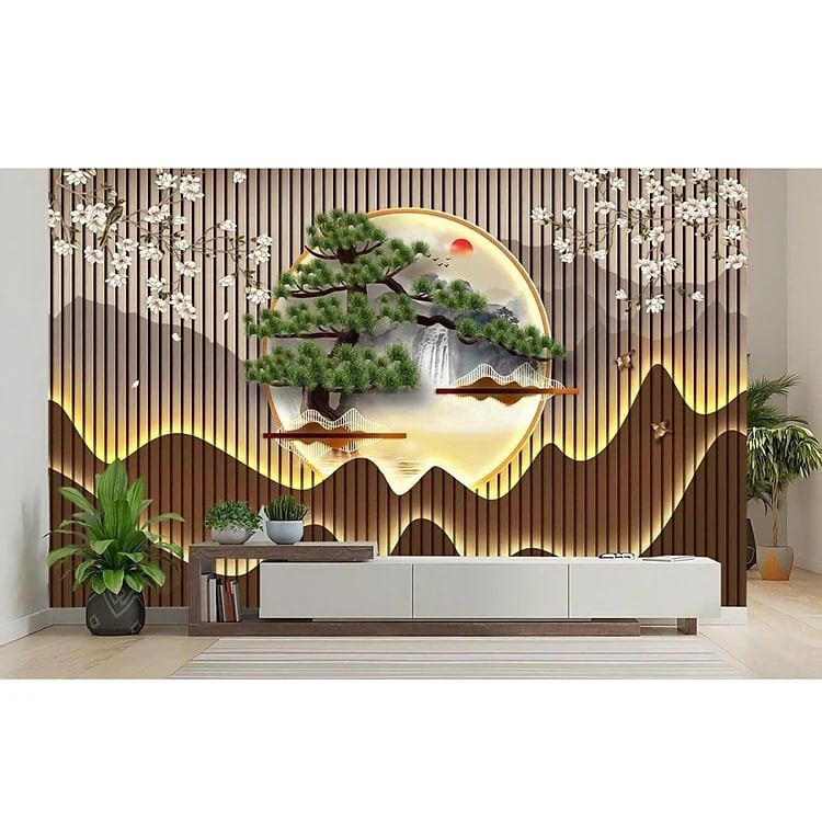 https://tiktokshop-seller-vn.com/(CÓ ẢNH THẬT) Tranh dán tường 3d lam sóng cây tùng bách 2 trang trí decor phòng khách có sẵn keo