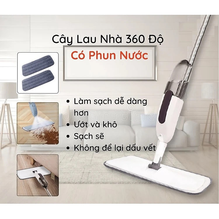 Cây Lau Nhà Phun Sương - Chổi Lau Nhà Thông Minh 360 Độ Có Bình Chứa Nước Dễ Dàng Sử Dụng Cho Cho Mọi Ngóc Ngách