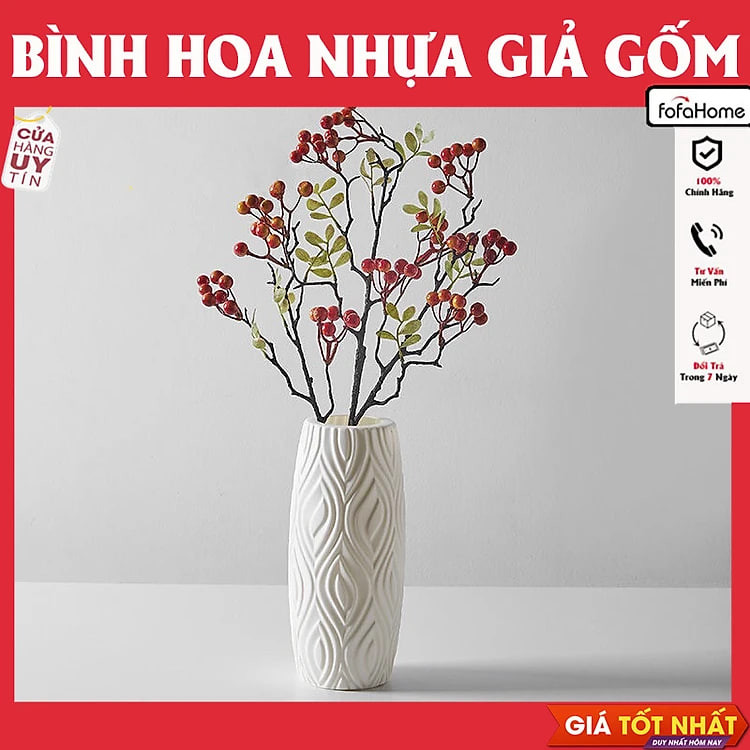 Bình Hoa Nhựa To Trang Trí Tết 2025 Nguyên Đán Ất Tỵ. Lọ Hoa Giả Gốm Màu Trắng Để Bàn Decor Nhà Cửa Năm Mới Cổ Truyền. Giao Màu Ngẫu Nhiên