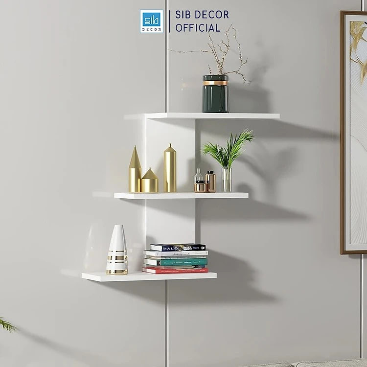 Kệ Gỗ Trang Trí Treo Tường 3 Tầng Cách Điệu SIB Decor KT511