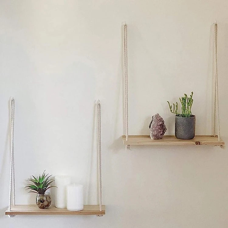 Kệ gỗ treo tường dây thừng / decor trang trí nhà cửa