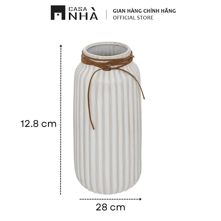 Bình Hoa Gốm Sứ Trắng Sọc Dọc - Phong Cách Vintage Dễ Thương | Casanhà Home Furniture