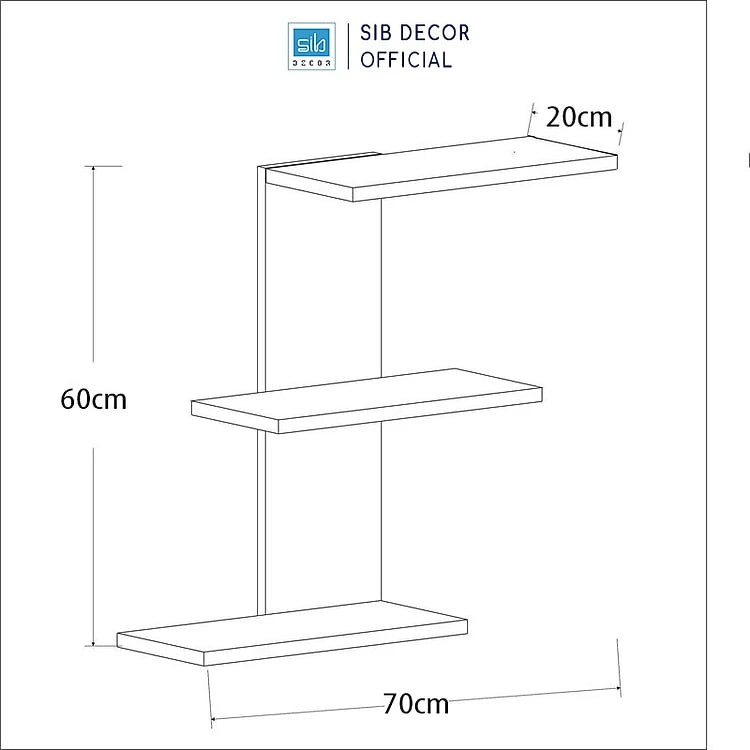 Kệ Gỗ Trang Trí Treo Tường 3 Tầng Cách Điệu SIB Decor KT511
